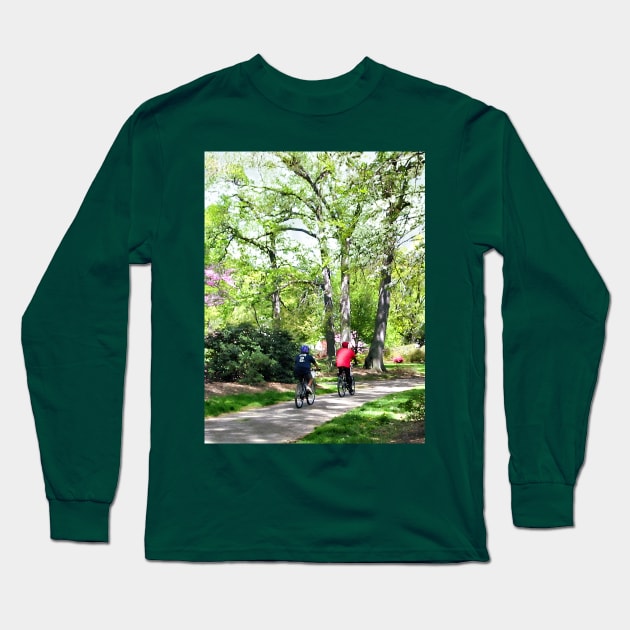 Spring - Bicycling in Spring Long Sleeve T-Shirt by SusanSavad